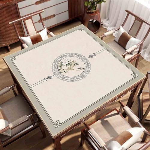 HAJHI Mahjong-Matte rutschfest Verdickt Geräuscharm Mahjong Tischdecke Wasserdicht Schützend Tischmatte Für Poker Brettspiele Domino(140cm*140cm,I) von HAJHI