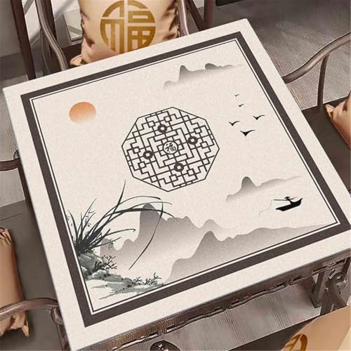 HAJHI Mahjong-Matte rutschfest Verdickt Geräuscharm Mahjong Tischdecke Wasserdicht Schützend Tischmatte Für Poker Brettspiele Domino(80cm*80cm,E) von HAJHI