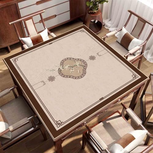 HAJHI Mahjong-Matte rutschfest Verdickt Geräuscharm Mahjong Tischdecke Wasserdicht Schützend Tischmatte Für Poker Brettspiele Domino(85cm*85cm,N) von HAJHI
