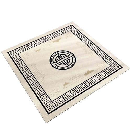 HAJHI Teestuben Spielmatte Für Tisch Gummi rutschfest Mahjong-Matte Schnelltrocknend Dekorativ Für Poker Dominosteine Mahjong Tischdecke Verdickt Geräuscharm Tragbar(80 * 80,J) von HAJHI