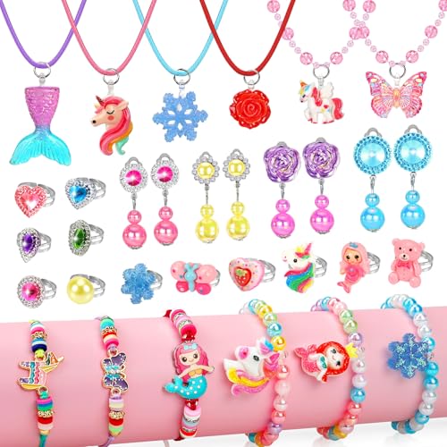HAJUS Kinderschmuck für Mädchen, 28 Stück Einhorn Spielzeug für Mädchen von 4 bis 6 Jahren, Spielzeug für Mädchen, Spielringe, Armbänder, Kostümschmuck für Mädchen, Partys HAJUS Kinderschmuck für Mädchen, 28 Stück Einhorn Spielzeug für Mädchen von 4 bis 6 Jahren, Spielzeug für Mädchen, Spielringe, Armbänder, Kostümschmuck für Mädchen, Partys von HAJUS