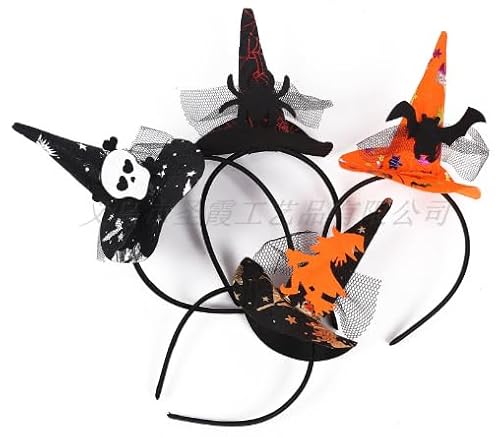 4Stück Hexenhut Haarreif,Halloween Stirnbänder,Spinnenschädel Kopfschmuck,Spinnen-Hexenhut-Stirnband,Stirnband Haarschmuck für Halloween Props Decorations，Cosplay Props,Kostümpartys,Karneval von HAJXXMM