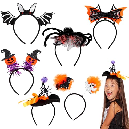 Halloween-Haarbänder, 6 Stück,Kürbis-Spinnennetz-Hut, Fledermaus, Hexe, Stirnband, Halloween Haarschmuck Party, Haarschmuck für Kinder und Erwachsene, Kostüm-Zubehör, Cosplay-Kopfbedeckung-B Halloween-Haarbänder, 6 Stück,Kürbis-Spinnennetz-Hut, Fledermaus, Hexe, Stirnband, Halloween Haarschmuck Party, Haarschmuck für Kinder und Erwachsene, Kostüm-Zubehör, Cosplay-Kopfbedeckung-B von HAJXXMM