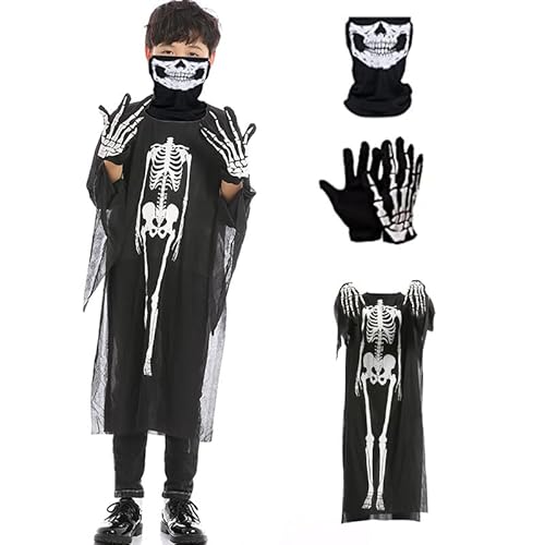 Halloween Kostüm Set, Halloween Kostüm für Erwachsene, Bestehend Einem Gruseligen Skelettkostüm, Skelett Maske und Skelett Handschuhen, Geeignet als Kostüm für Halloween- und Karnevalspartys-D Halloween Kostüm Set, Halloween Kostüm für Erwachsene, Bestehend Einem Gruseligen Skelettkostüm, Skelett Maske und Skelett Handschuhen, Geeignet als Kostüm für Halloween- und Karnevalspartys-D von HAJXXMM
