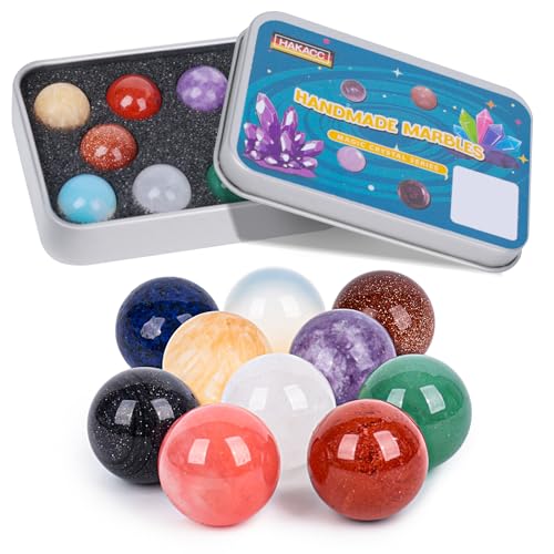 HAKACC 10 Stück Murmeln für Kinder, 16mm Bunte Murmeln Kristall Kugel Murmeln Deko Spielzeug von HAKACC