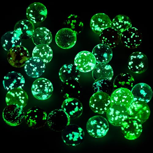 HAKACC 40 Stück Glasmurmeln, 1,4 cm Glasmurmeln Bunt Glasmurmelnim Dunkelnleuchten Für Marmorbahn-Spiel Murmelbahn-Zubehör DIY Und Heimdekoration von HAKACC