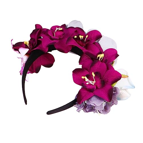 HAKIDZEL 1Stück Blumenhaarreifen mit Rosenblüten für Halloween und Partys Eleganter Haarschmuck für Karneval Kostümpartys und Besondere Anlässe von HAKIDZEL