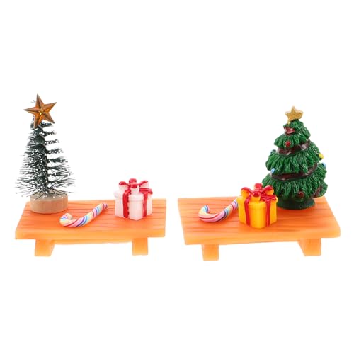 HAKIDZEL 2 Sets Puppenhaus-Weihnachtsszene-Requisiten, Miniatur-Zuckerstangen-Geschenkbox-Modell, Mini-Stuhlfigur für DIY-Ferien-Mikrolandschaftsdekorationen von HAKIDZEL