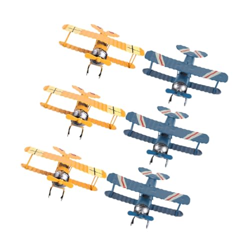 HAKIDZEL 6 Stück Vintage Eisenflugzeug Modell Retro Metall Flugzeug Deko mit Detailreichtum Leicht und Tragbar für Kinderzimmer Kindergarten Party und Bürohängedekoration von HAKIDZEL