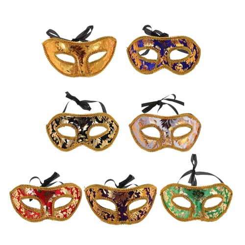 HAKIDZEL 7-teilige Masken für Herren: Bunte venezianische Halbmaske mit Stirnband – Maskenball-Kostümzubehör für Karneval und Feiertage HAKIDZEL 7-teilige Masken für Herren: Bunte venezianische Halbmaske mit Stirnband – Maskenball-Kostümzubehör für Karneval und Feiertage von HAKIDZEL