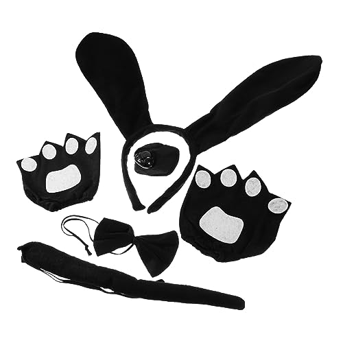HAKIDZEL Hundeohren Kostüm Satz für Verkleidung mit Fliege Nase und Handschuhen Flexibles und Zubehör für Kinderpartys und Kostümveranstaltungen von HAKIDZEL