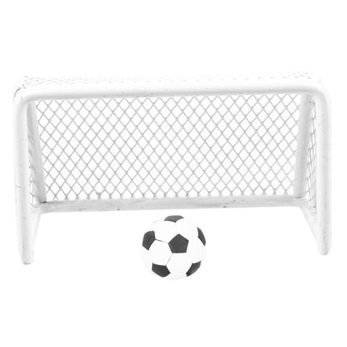 HAKIDZEL Miniatur Fußballtor Set mit Mini Fußball Stabiles und Detailreiches Puppenhaus Zubehör Langlebig und Realistisch als Deko-fußballtor von HAKIDZEL