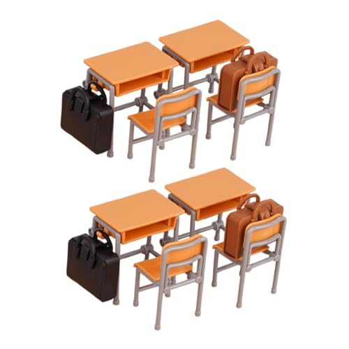 HAKIDZEL Miniatur Klassenzimmer Möbel Gelbe Tische Stühle Rucksäcke Robustes Puppenhaus Zubehör Für Lernspielzeug Und Dekoration von HAKIDZEL