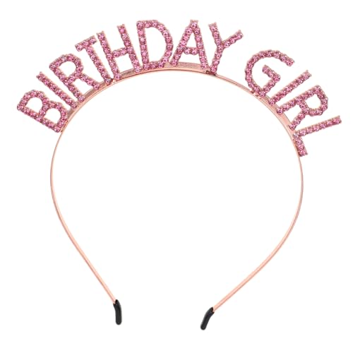 HAKIDZEL Rosa Geburtstagskrone für Mädchen mit Funkelnden Strasssteinen Süßes Tiara Stirnband für Kleinkinder Prinzessinnen Party Accessoire für Kindergeburtstag Zauberhafte Haarreife von HAKIDZEL
