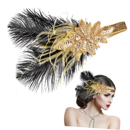 HAKIDZEL Vintage Flapper Stirnband Damen mit Elastischem Leichtem Haarband und Design Komfortables Kopfschmuck Accessoire für Jahre Kostüm Hochzeit Party und Karneval von HAKIDZEL