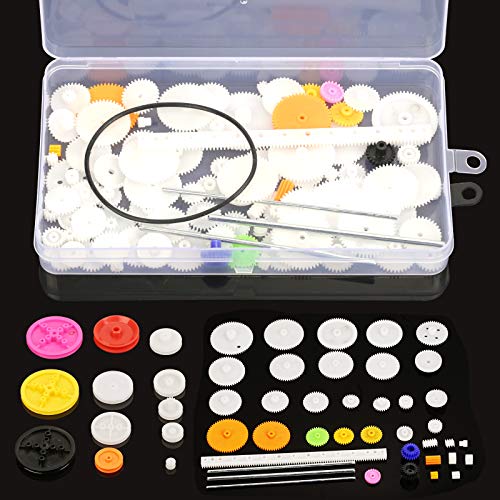 HAKOTOM 106Pcs Zahnräder Kunststoff Zahnstange Plastik Getriebe Zahnradsatz Riemenscheiben Set Riemen Schneckensätze Kronenradsatz Zahnriemen Modellbau Zubehör Roboter Motor Auto DIY Spielzeug HAKOTOM 106Pcs Zahnräder Kunststoff Zahnstange Plastik Getriebe Zahnradsatz Riemenscheiben Set Riemen Schneckensätze Kronenradsatz Zahnriemen Modellbau Zubehör Roboter Motor Auto DIY Spielzeug von HAKOTOM