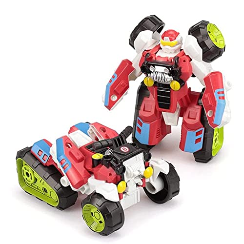 Transformer-Toys: Bewegliche Strandmotorrad-Puppe, Legierungsversion, EIN-Knopf-Verformungs-Spielzeugroboter, Spielzeug for Kinder ab 15 Jahren, 12,7 cm hoch (Size : Red) von HALFS