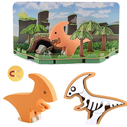 HALFTOYS Dinosaurier Toys 3D Puzzle mit Magneten und Papierdioramen, PARA Dinosaurier Jigsaw Bausteine Take Apart Spielzeug für Kinder 3 Jahre HALFTOYS Dinosaurier Toys 3D Puzzle mit Magneten und Papierdioramen, PARA Dinosaurier Jigsaw Bausteine Take Apart Spielzeug für Kinder 3 Jahre von HALFTOYS