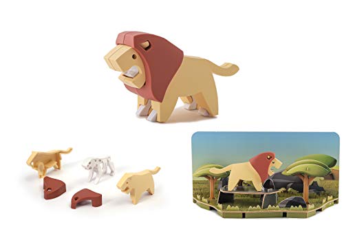 HALFTOYS HA001 Sammelfiguren Magnetische Tiere Spielsets, 3D-Puzzleblöcke, STEM pädagogisches Spielzeug zum Auseinandernehmen, Geschenk für Kleinkinder und Kinder ab 3 Jahren (Löwe) von HALFTOYS