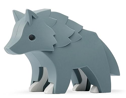 Halftoys - 479-09 - Wolf, Puzzletier zum zerlegen, mit Skelett, 10cm x 6cm x 2,4cm, grau, Forest Friends von HALFTOYS