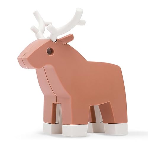 Halftoys - 479-11 - Rentier, Puzzletier zum zerlegen, mit Skelett, 8cm x 8cm x 2,5cm, braun, Forest Friends von HALFTOYS