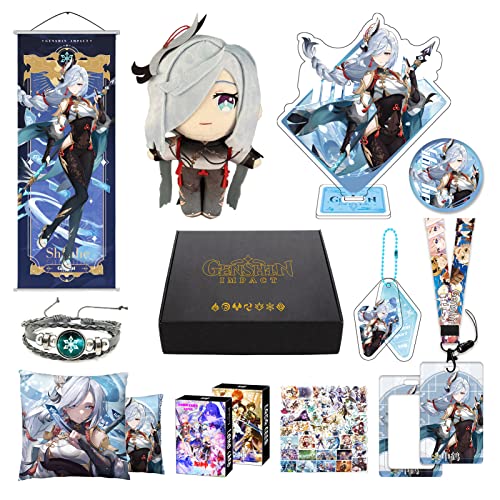 Genshin Impact Box Geschenkbox Merch Set mit 11 Geschenk, Wanderer Cyno Xiao All 5 Stars Characters Plush Poster Acrylic Stand Aufkleber Set, Sammlung für Traveller Fans (Shenhe) von HALOOP