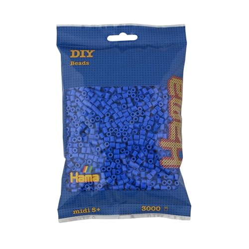 Hama Perlen 201-09 Bügelperlen Beutel mit ca. 3.000 bunten Midi Bastelperlen mit Durchmesser 5 mm in Hellblau, kreativer Bastelspaß für Kinder ab 5 Jahren, light blue von Hama