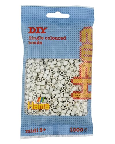 Hama Perlen 207-77 Bügelperlen Beutel mit ca. 1.000 Midi Bastelperlen mit Durchmesser 5 mm in Kitt, kreativer Bastelspaß für Groß und Klein von Hama
