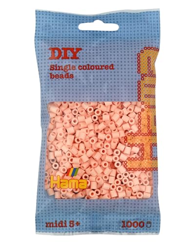 Hama Perlen 207-78 Bügelperlen Beutel mit ca. 1.000 Midi Bastelperlen mit Durchmesser 5 mm in heller Pfirsich, kreativer Bastelspaß für Groß und Klein von Hama