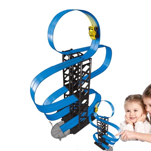 HAMIL Rennbahn-Spielzeug,Slot-Car-Rennbahn-Sets - Reibungsbetriebene Autos - Flexible Magnetbahn, einfach zu montieren, reibungsbetriebenes Rennstreckenspielzeug mit 2 Autos für Kinder im Alter von 4 von HAMIL