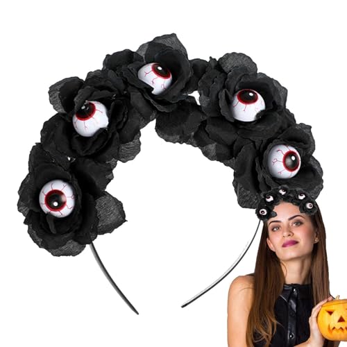 HAMIL Totenkopf Halloween Haarreif - Halloween Gothic Stirnband - Tragbares Halloween-Stirnband mit Rosenschleier, Halloween-Geschenk für Kinder von HAMIL