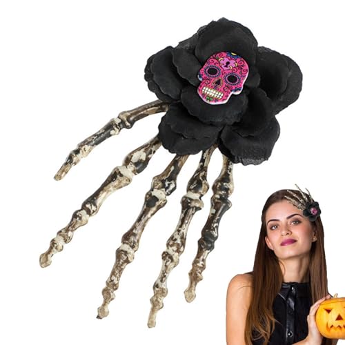 Totenkopf-Haarbänder,Halloween Totenkopf Band Hoop | Tragbares Halloween-Stirnband mit Rosenschleier, Halloween-Geschenk für Kinder von HAMIL