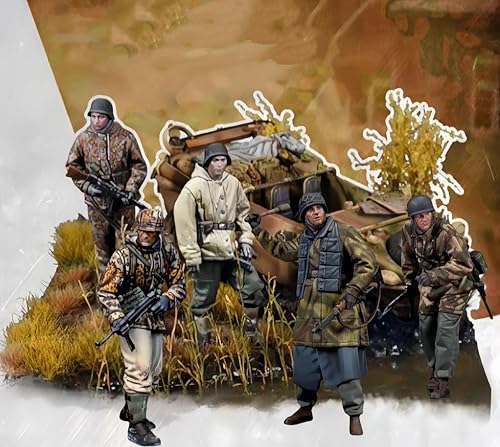 HAMISBEL 1/35 WWII Deutscher Soldat Resin Modellbausatz Unbemalter und unmontierter Soldat Resin Modellbausatz (5 Männer, keine Fahrzeuge) // k9U-4y1 von HAMISBEL