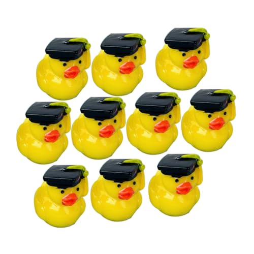 HAMPPLIES 10 Stück Abschlusshut Entenküken Ornamente Abschlussente Miniaturtiere Zum Verstecken Kleiner Figuren Mini Dinge Mini Figur Miniatur Kreative Landschaft Winzige Dinge von HAMPPLIES