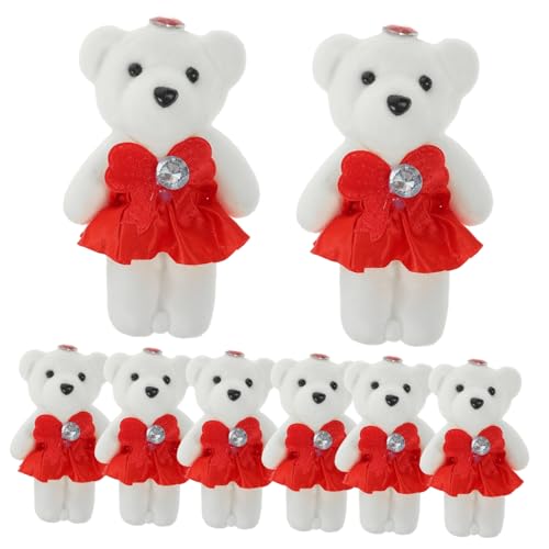 HAMPPLIES 10 Stück Hochzeitsauto Bouquet Dekoration Plüschspielzeug ausgestopft Florist tragen Mini-Hochzeitsbär puppenaugen spielzeuge Bärenschmuck Valentinstagsbär Stofftiere Schaum rot von HAMPPLIES
