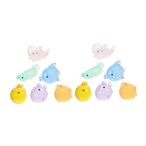 HAMPPLIES 12 Stück Teiliges Mini Tier aus Harz Leuchtende Kleine Fischfiguren für Aquariumdekoration DIY Aquarienlandschaft Vielseitige Meeresbewohner Ornamente für Zuhause und Büro von HAMPPLIES