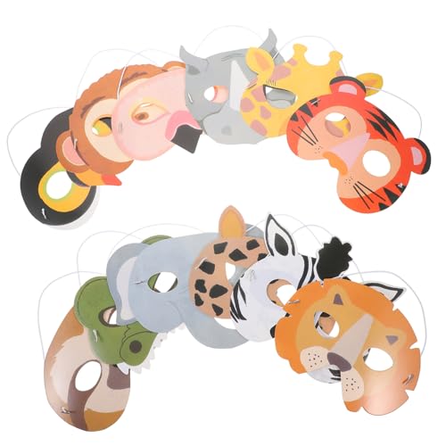 HAMPPLIES 12 Stück Teiliges Tiermasken aus Papier mit Elastischem Band Vielseitige Cosplay Tiermasken für Karneval Halloween Geburtstagsparty Langlebige Dekoration für Jung und Alt von HAMPPLIES