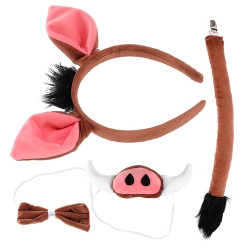 HAMPPLIES 1satz Cosplay Kostüm Mit Warzenschwein Ohr-haarreif Fliege Nase Für Halloween Kindergeburtstag Und Tier-themenpartys von HAMPPLIES