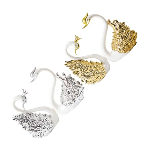 HAMPPLIES 2 Paare Schwan Figuren Tortendekoration für Hochzeiten und Jubiläen Romantische Cake Topper Gold und Silber Hochzeitstorte Deko für Feiern von HAMPPLIES