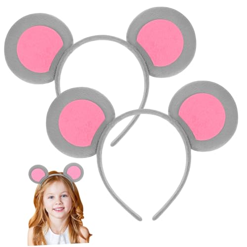 HAMPPLIES 2 Stck. Niedliches Mausohren Haarreif aus Leichtem Bequemes Tierohren Stirnband für Mädchen für Cosplay Kostümparty Karneval und Themenveranstaltungen von HAMPPLIES