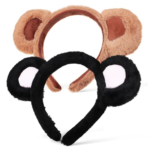 HAMPPLIES 2 Stück Bärenohren Haarband Fuzzy Tier Stirnband für Cosplay Party Make Up Weiches Material Robust Vielseitig Einsetzbar Süßes Design von HAMPPLIES