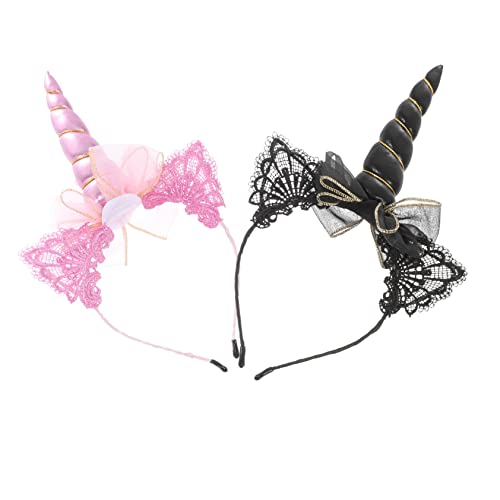 HAMPPLIES 2 Stück Einhorn Haarreifen Süßes Kinderkopfschmuck Accessoire für Partys Glitzernde Haarbänder für Mädchen für Festlichkeiten und Feiern von HAMPPLIES
