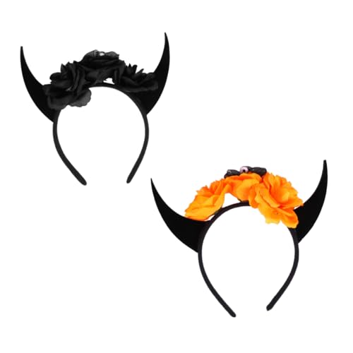 HAMPPLIES 2 Stück Halloween Haarreif mit Teufelshörnern und Totenkopf Teiliges mit Blumen Bequemes Stoff Design für Damen und Perfekter Kopfschmuck für Kostüm und Halloween Partys HAMPPLIES 2 Stück Halloween Haarreif mit Teufelshörnern und Totenkopf Teiliges mit Blumen Bequemes Stoff Design für Damen und Perfekter Kopfschmuck für Kostüm und Halloween Partys von HAMPPLIES