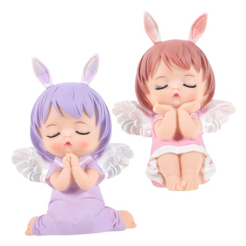 HAMPPLIES 2 Stück Kuchendekoration Dekoration Zum 1. Geburtstag Des Babys Er Oder Sie Kuchen Figur Betende Engelsfigur Puppe Engel Kuchen Figur Dekorationen Fee Miniatur Vinyl von HAMPPLIES