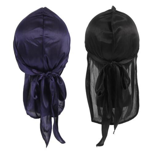 HAMPPLIES 2 Stück Piratenmütze Lange Mütze Haarpflegekappe Weiches Material Elastisch Waschbar für Schlaf und Cosplay Jungen Mädchen HAMPPLIES 2 Stück Piratenmütze Lange Mütze Haarpflegekappe Weiches Material Elastisch Waschbar für Schlaf und Cosplay Jungen Mädchen von HAMPPLIES