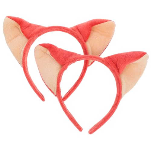 HAMPPLIES 2 Stück Teiliges Fuchsohren Stirnband Weiches Tierohren Haarreif Charmantes Cosplay Kopfstück für Mädchen Geeignet für Halloween Karneval Geburtstagsfeiern und Fototermine von HAMPPLIES
