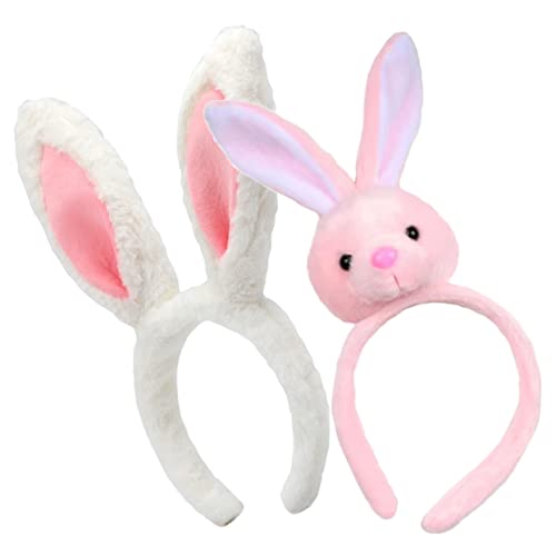 HAMPPLIES 2 Stück Teiliges Hasenohren Haarband Weiches Bunny Headband mit Plüsch Ohren Bequemes Stirnband für Damen Vielseitig für Karneval Cosplay Ostern und Festpartys Geeignet von HAMPPLIES