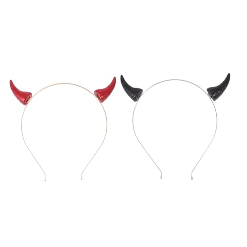 HAMPPLIES 2 Stück Teiliges Teufelshorn Haarreif Halloween Kostüm Haarschmuck Lustige Teufelsohren Stirnbänder für Damen Cosplay Party Zubehör Schwarzer und Roter Horn Haarreif für Karneval HAMPPLIES 2 Stück Teiliges Teufelshorn Haarreif Halloween Kostüm Haarschmuck Lustige Teufelsohren Stirnbänder für Damen Cosplay Party Zubehör Schwarzer und Roter Horn Haarreif für Karneval von HAMPPLIES
