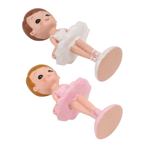 HAMPPLIES 2 Stücke Ballett Mädchen Dekofigur aus Stabilem Harz Bezaubernde Tortendeko für Geburtstagskuchen Multifunktionale Resin Desktop Verzierung in Rosa und Weiß für Party und von HAMPPLIES