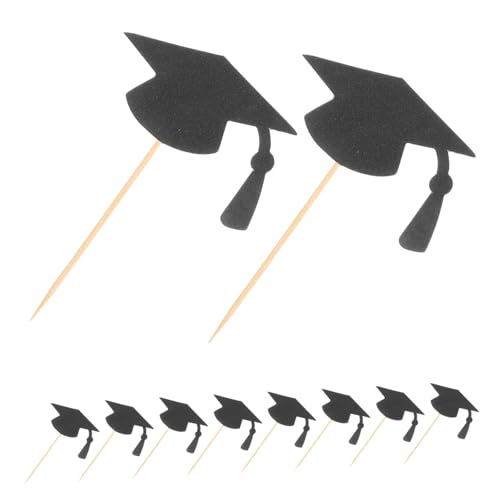 HAMPPLIES 24 Stück Abschlussfeier Cupcake Toppers Graduation Hut Kuchenstecker für Partydekoration Vielseitige und Kreative Tortenaufsätze für Graduierungsfeiern von HAMPPLIES
